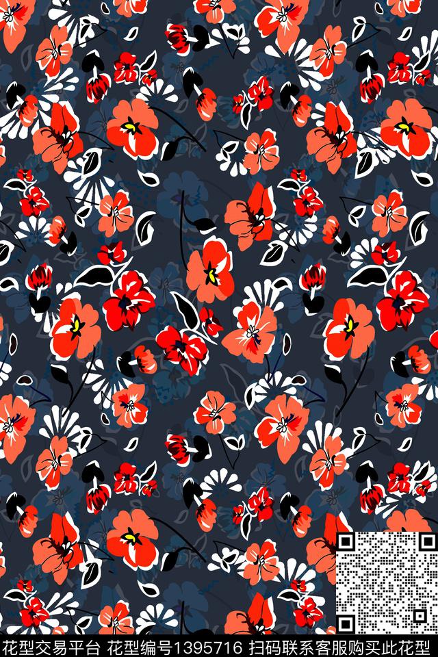 花卉大牌风小碎花数码印花华亿平台下载（图片编号: 1395716） - 瓦栏（Walan）