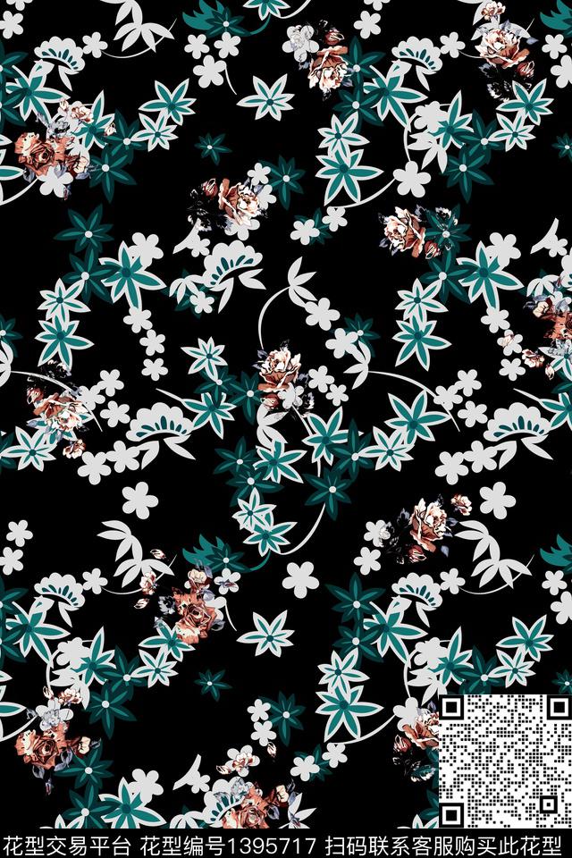 花卉大牌风小碎花数码印花华亿平台下载（图片编号: 1395717） - 瓦栏（Walan）