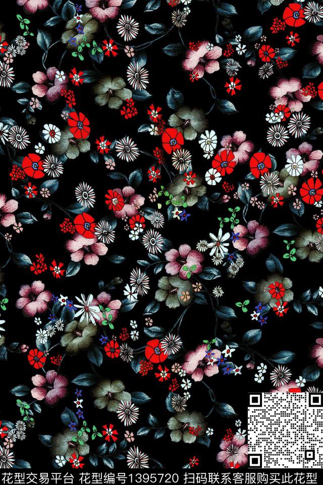 花卉大牌风小碎花数码印花华亿平台下载（图片编号: 1395720） - 瓦栏（Walan）