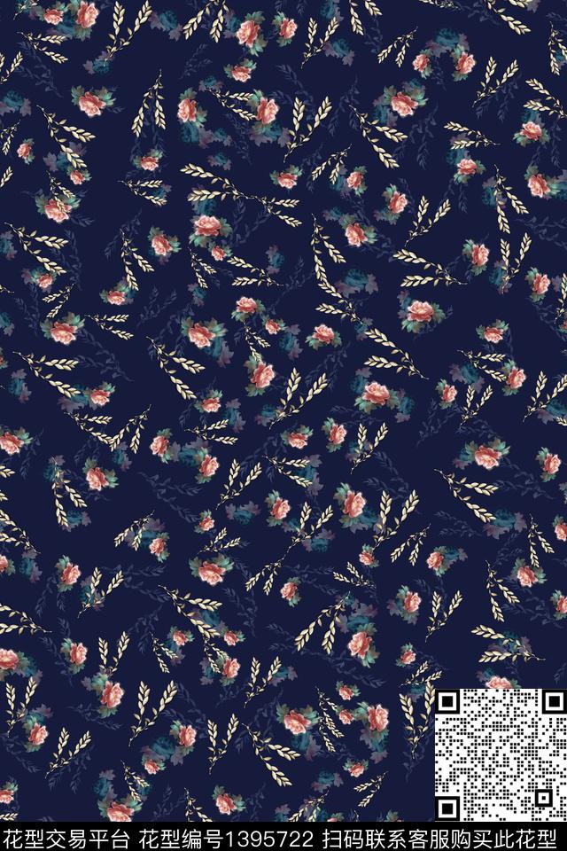 连衣裙花卉小碎花数码印花华亿平台下载（图片编号: 1395722） - 瓦栏（Walan）