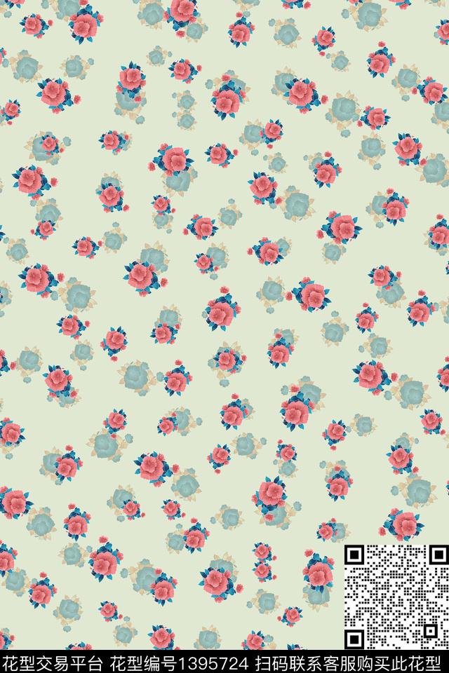 连衣裙花卉小碎花数码印花华亿平台下载（图片编号: 1395724） - 瓦栏（Walan）