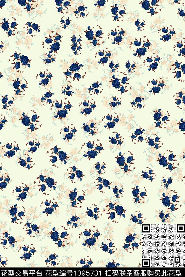 连衣裙花卉小碎花数码印花华亿平台下载（图片编号: 1395731） - 瓦栏（Walan）