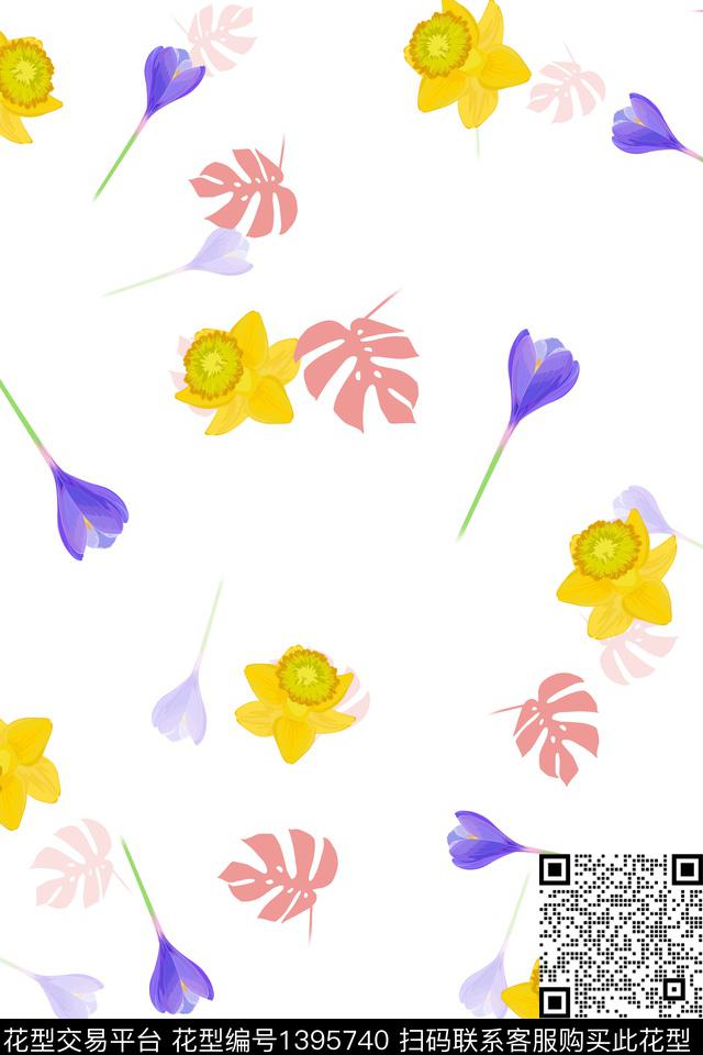 绿植树叶花卉热带华亿平台数码印花华亿平台下载（图片编号: 1395740） - 瓦栏（Walan）