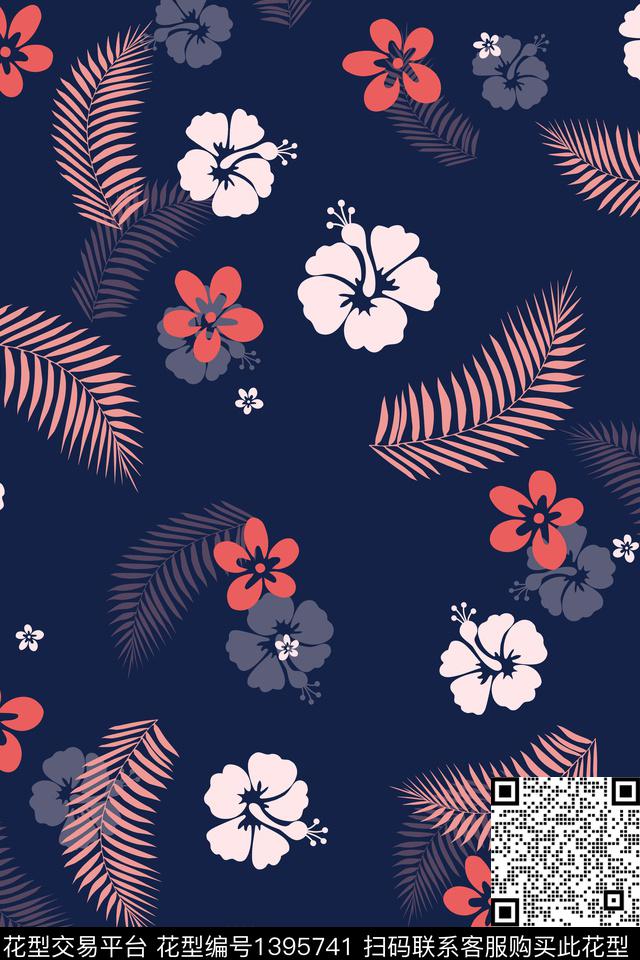 绿植树叶花卉热带华亿平台数码印花华亿平台下载（图片编号: 1395741） - 瓦栏（Walan）