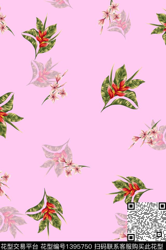 绿植树叶花卉热带华亿平台数码印花华亿平台下载（图片编号: 1395750） - 瓦栏（Walan）