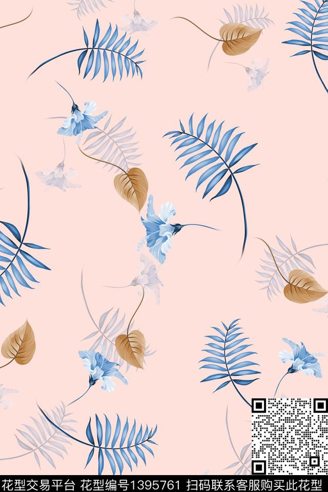 绿植树叶花卉热带华亿平台数码印花华亿平台下载（图片编号: 1395761） - 瓦栏（Walan）