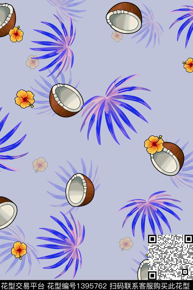 绿植树叶花卉热带华亿平台数码印花华亿平台下载（图片编号: 1395762） - 瓦栏（Walan）