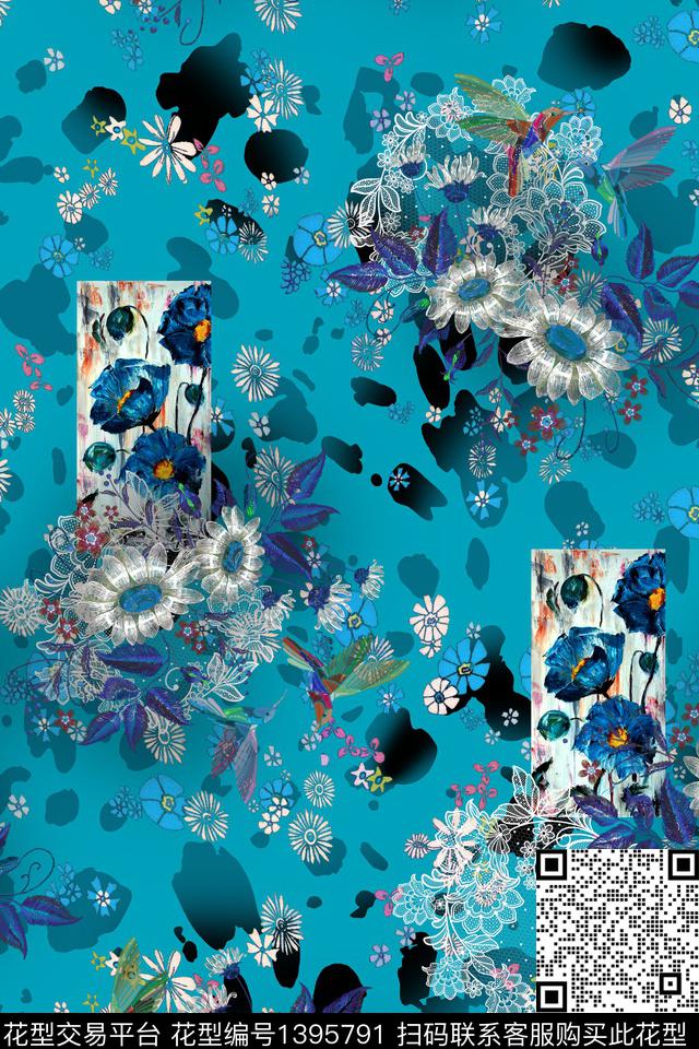 几何花卉小碎花数码印花华亿平台下载（图片编号: 1395791） - 瓦栏（Walan）