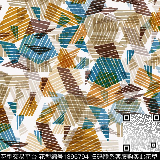 几何时尚小清新数码印花华亿平台下载（图片编号: 1395794） - 瓦栏（Walan）