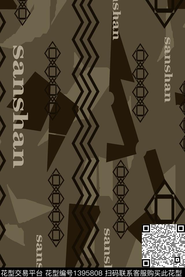 几何男装满版花大牌风传统印花华亿平台下载（图片编号: 1395808） - 瓦栏（Walan）