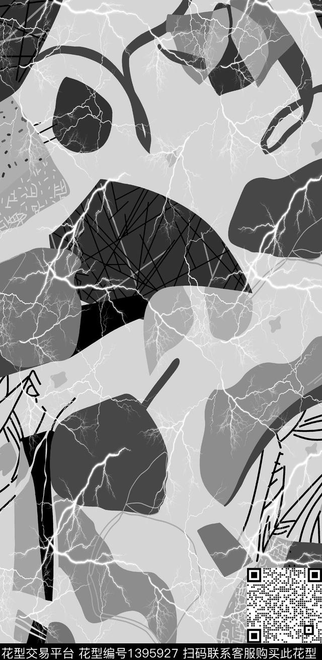 几何字母数码华亿平台数码印花华亿平台下载（图片编号: 1395927） - 瓦栏（Walan）