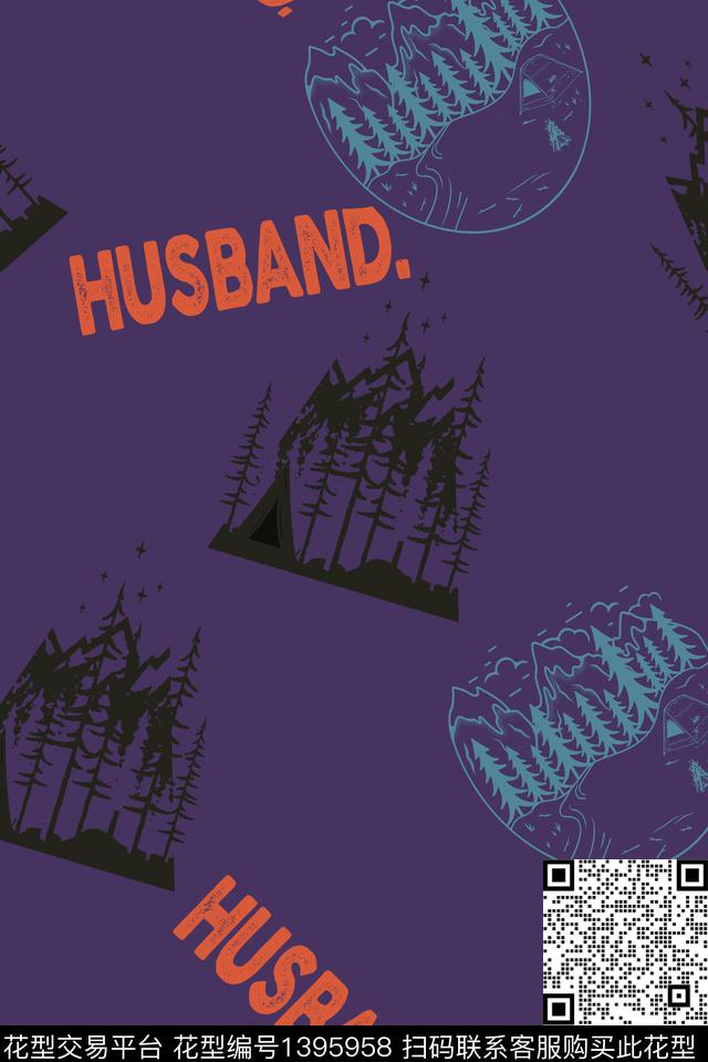 字母创意树林数码印花华亿平台下载（图片编号: 1395958） - 瓦栏（Walan）