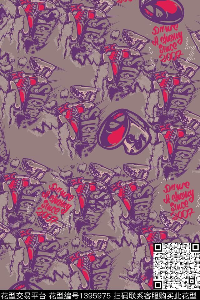 线条字母帽子数码印花华亿平台下载（图片编号: 1395975） - 瓦栏（Walan）