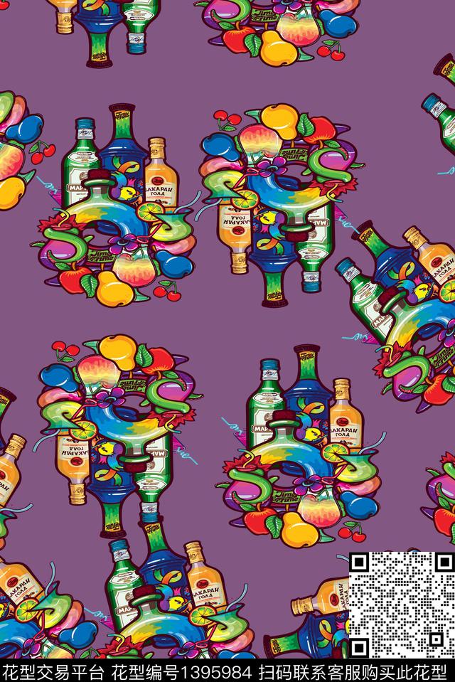 创意酒水炫彩数码印花华亿平台下载（图片编号: 1395984） - 瓦栏（Walan）