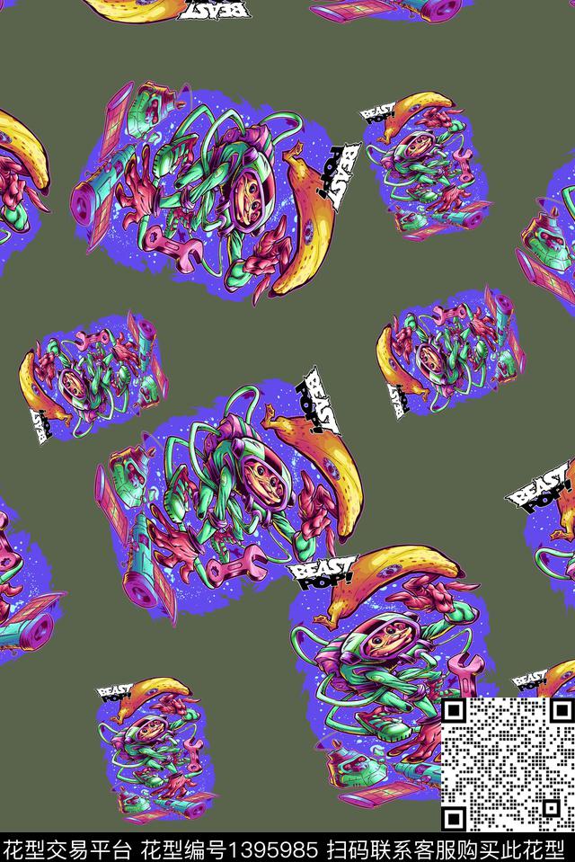 动漫抽象炫彩数码印花华亿平台下载（图片编号: 1395985） - 瓦栏（Walan）