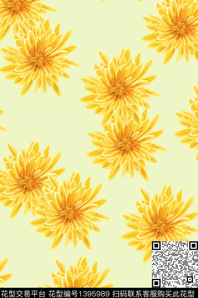 菊花照片花卉小清新数码印花华亿平台下载（图片编号: 1395989） - 瓦栏（Walan）