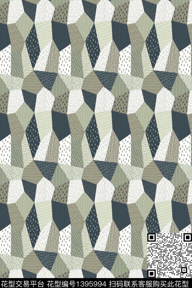几何男装满版花格子传统印花华亿平台下载（图片编号: 1395994） - 瓦栏（Walan）