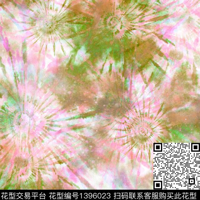 小清新真丝扎染华亿平台数码印花华亿平台下载（图片编号: 1396023） - 瓦栏（Walan）