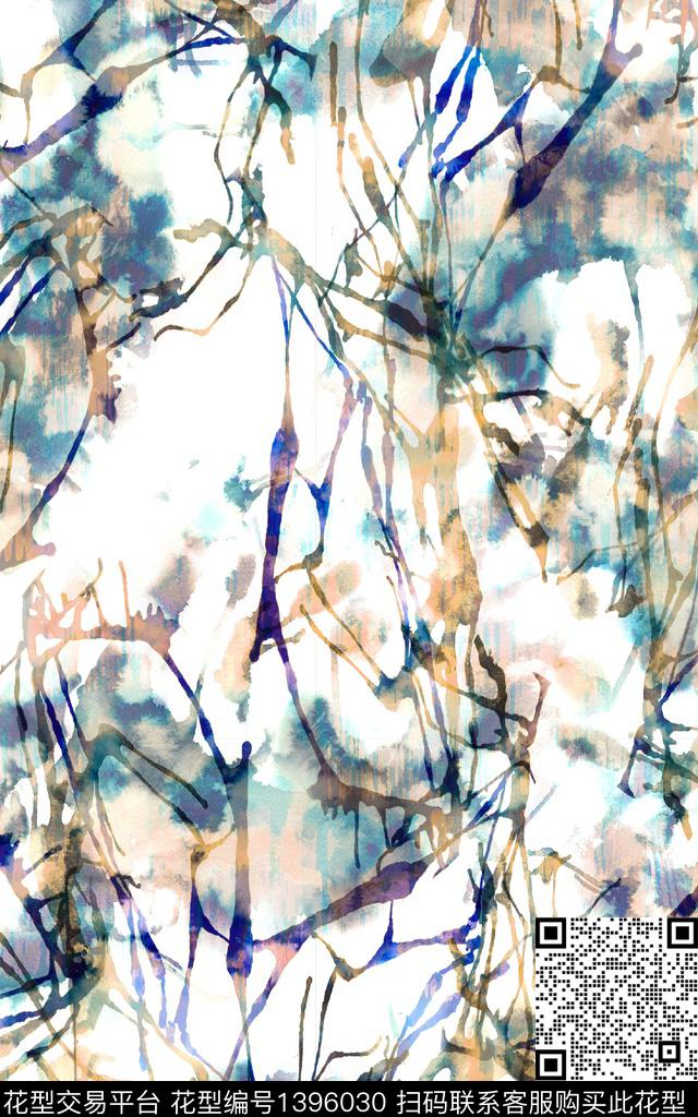 扎染华亿平台小清新真丝数码印花华亿平台下载（图片编号: 1396030） - 瓦栏（Walan）