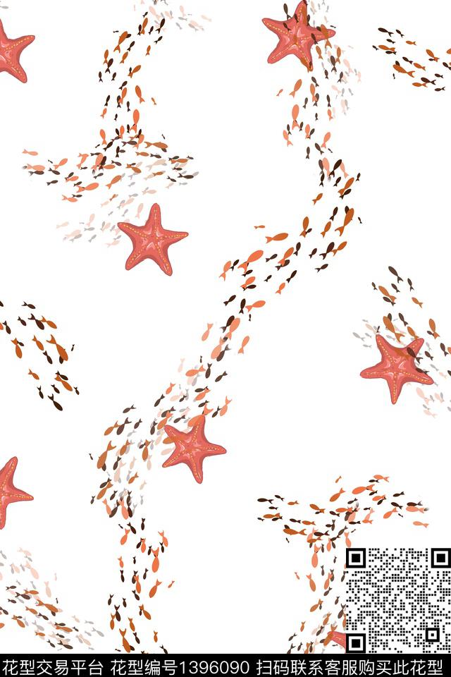 连衣裙清爽底花卉海洋数码印花华亿平台下载（图片编号: 1396090） - 瓦栏（Walan）