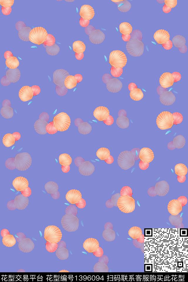 连衣裙清爽底花卉海洋数码印花华亿平台下载（图片编号: 1396094） - 瓦栏（Walan）