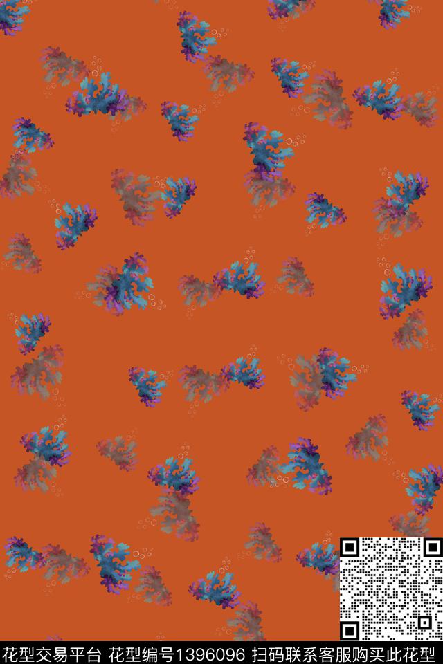 连衣裙清爽底花卉海洋数码印花华亿平台下载（图片编号: 1396096） - 瓦栏（Walan）