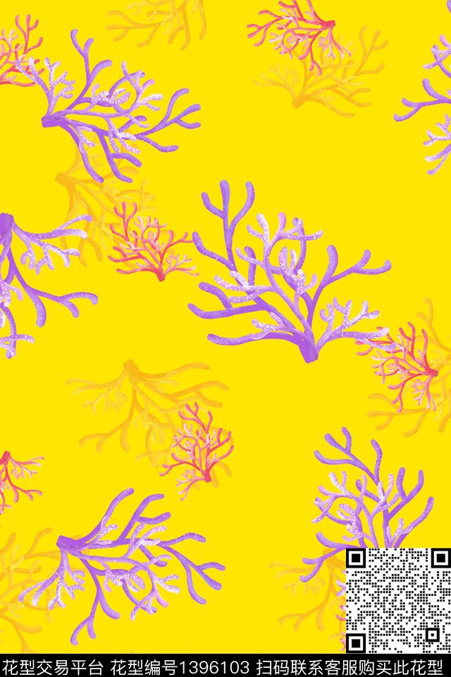 连衣裙清爽底花卉海洋数码印花华亿平台下载（图片编号: 1396103） - 瓦栏（Walan）