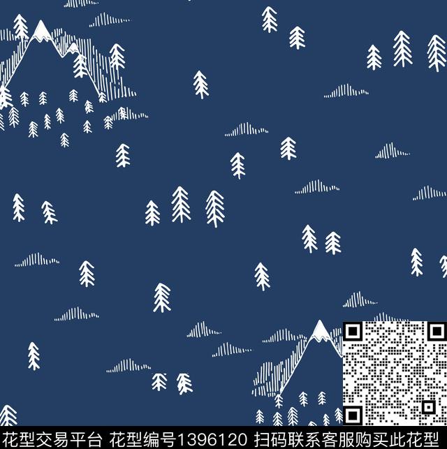 树林几何简约数码印花华亿平台下载（图片编号: 1396120） - 瓦栏（Walan）