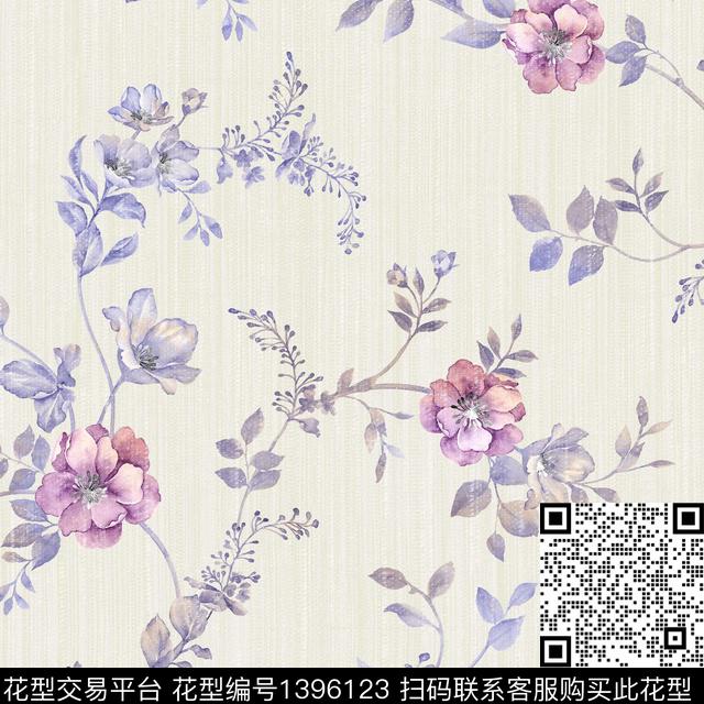 彩底花卉时尚简约数码印花华亿平台下载（图片编号: 1396123） - 瓦栏（Walan）