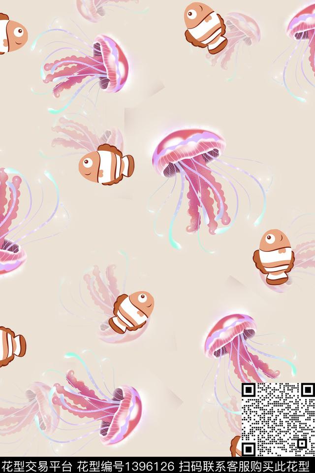 连衣裙清爽底花卉海洋数码印花华亿平台下载（图片编号: 1396126） - 瓦栏（Walan）