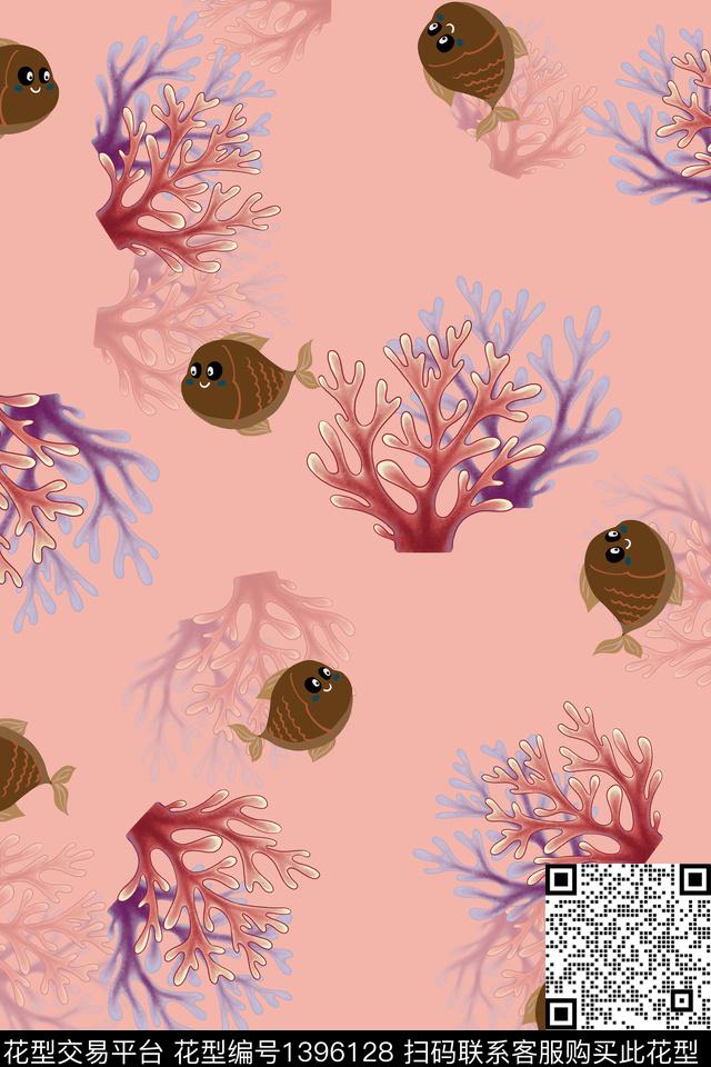 连衣裙清爽底花卉海洋数码印花华亿平台下载（图片编号: 1396128） - 瓦栏（Walan）