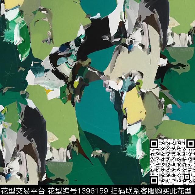 迷彩手绘几何数码印花华亿平台下载（图片编号: 1396159） - 瓦栏（Walan）