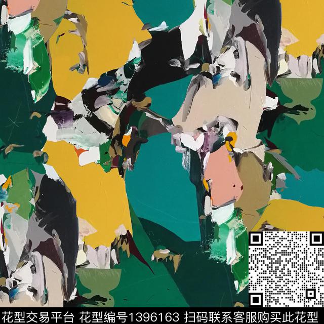 迷彩手绘几何数码印花华亿平台下载（图片编号: 1396163） - 瓦栏（Walan）