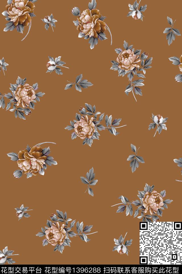 清爽底花卉花卉大牌风数码印花华亿平台下载（图片编号: 1396288） - 瓦栏（Walan）