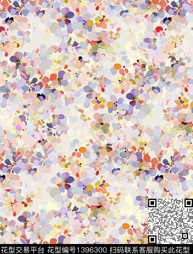 花卉小清新真丝数码印花华亿平台下载（图片编号: 1396300） - 瓦栏（Walan）