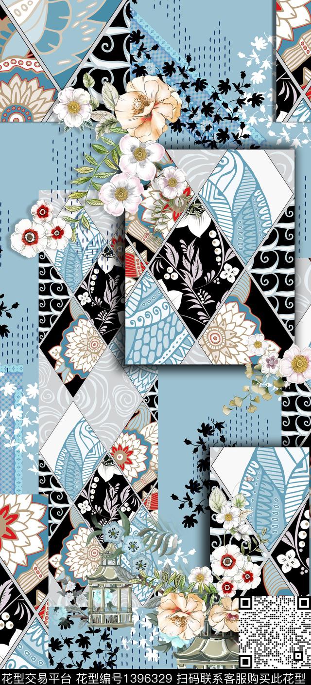 几何时尚简约数码印花华亿平台下载（图片编号: 1396329） - 瓦栏（Walan）