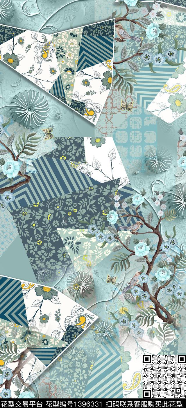 几何时尚简约数码印花华亿平台下载（图片编号: 1396331） - 瓦栏（Walan）