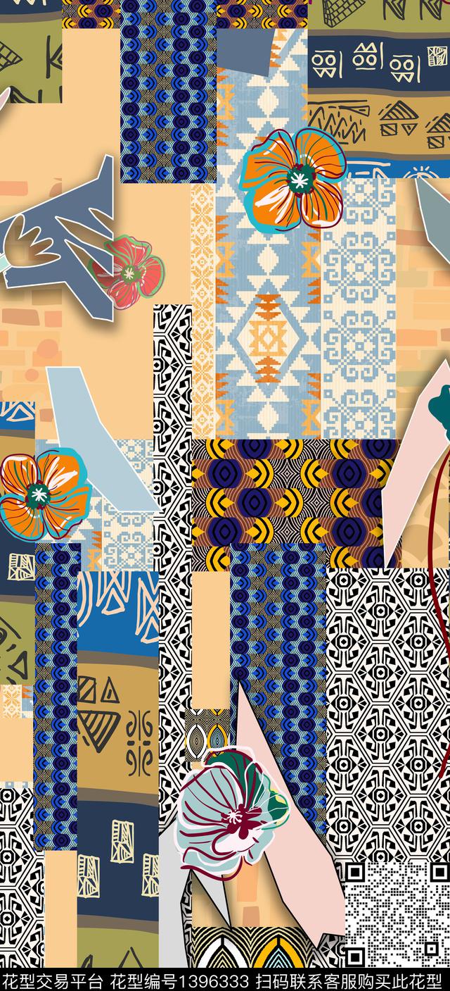 几何时尚简约数码印花华亿平台下载（图片编号: 1396333） - 瓦栏（Walan）