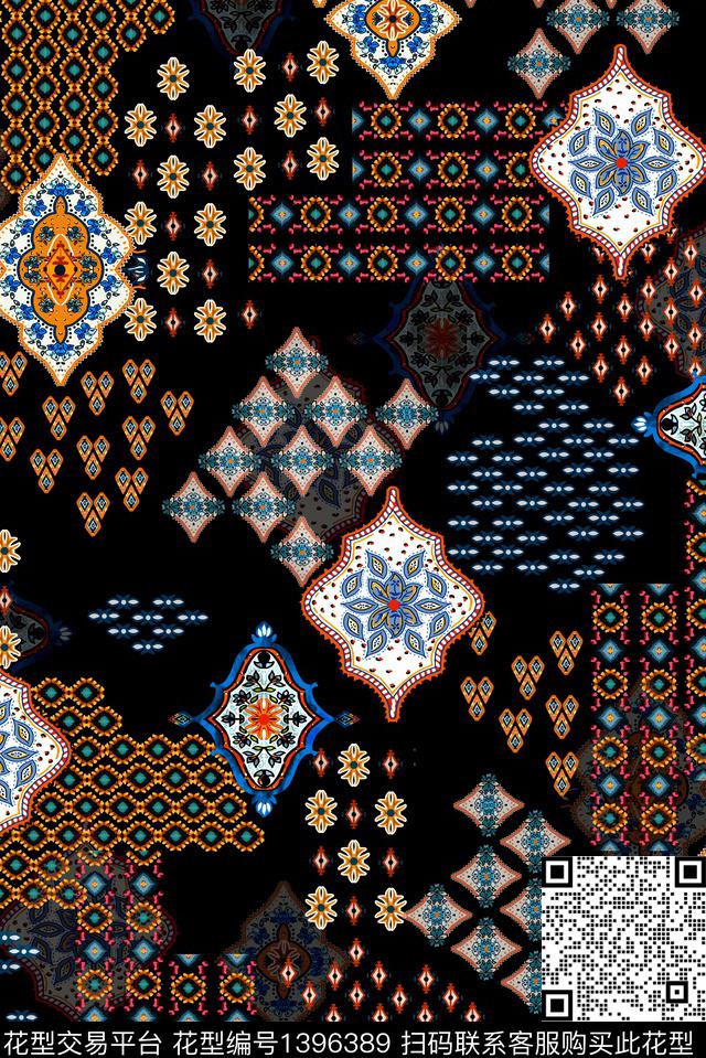 几何格子女装数码印花华亿平台下载（图片编号: 1396389） - 瓦栏（Walan）