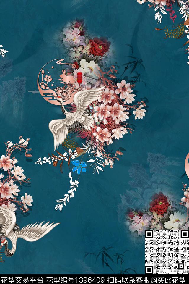 花卉香云纱真丝数码印花华亿平台下载（图片编号: 1396409） - 瓦栏（Walan）