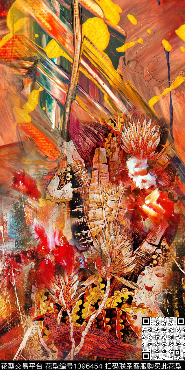 几何大牌风抽象数码印花华亿平台下载（图片编号: 1396454） - 瓦栏（Walan）