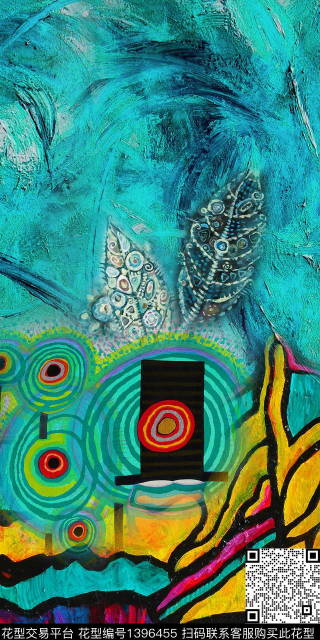 几何大牌风抽象数码印花华亿平台下载（图片编号: 1396455） - 瓦栏（Walan）