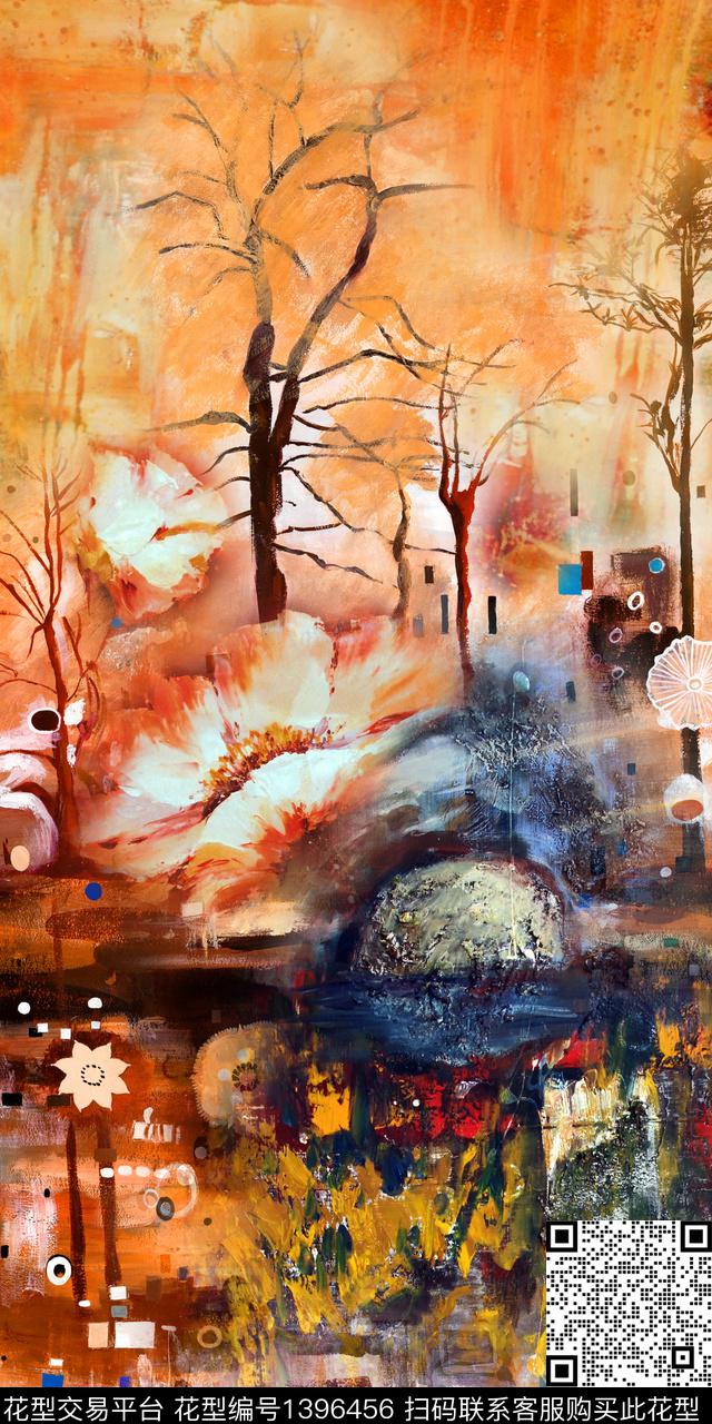 几何大牌风抽象数码印花华亿平台下载（图片编号: 1396456） - 瓦栏（Walan）