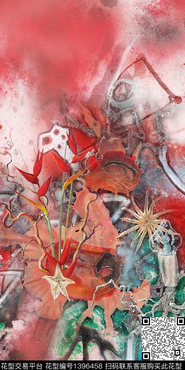 几何大牌风抽象数码印花华亿平台下载（图片编号: 1396458） - 瓦栏（Walan）