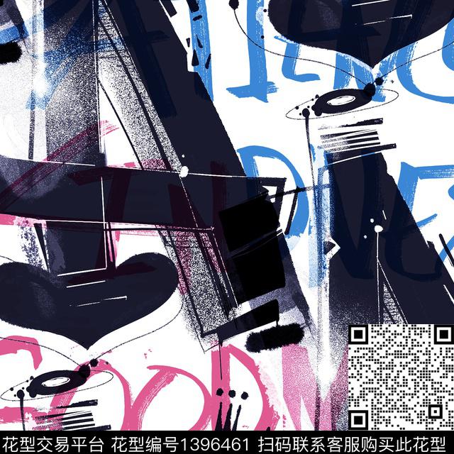 字母渐变笔触数码印花华亿平台下载（图片编号: 1396461） - 瓦栏（Walan）