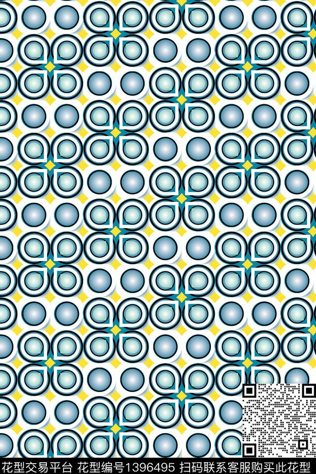 几何大牌风小清新数码印花华亿平台下载（图片编号: 1396495） - 瓦栏（Walan）