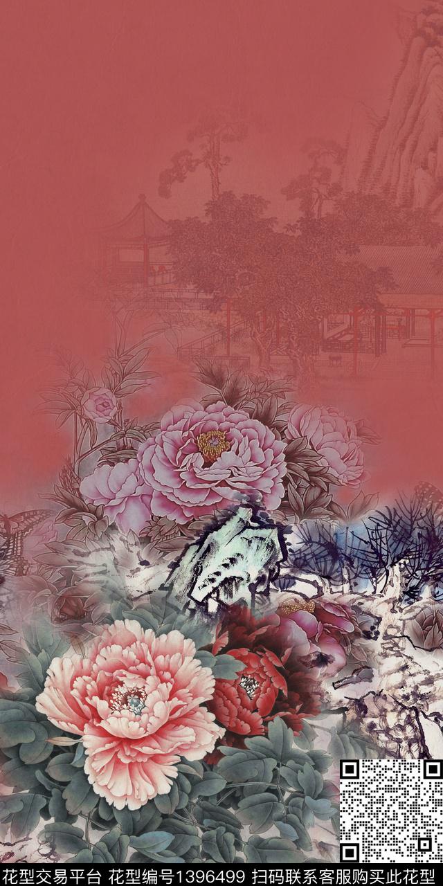 花卉香云纱真丝数码印花华亿平台下载（图片编号: 1396499） - 瓦栏（Walan）