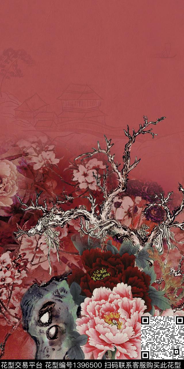 花卉香云纱真丝数码印花华亿平台下载（图片编号: 1396500） - 瓦栏（Walan）