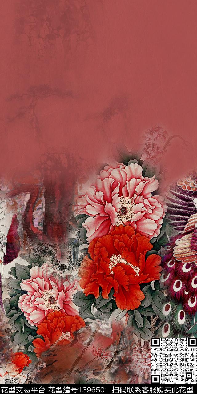 花卉香云纱真丝数码印花华亿平台下载（图片编号: 1396501） - 瓦栏（Walan）