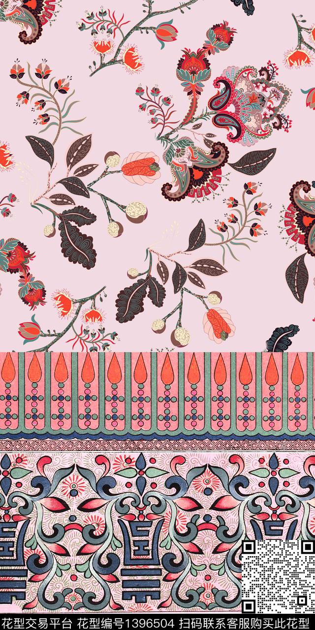 花卉真丝民族风数码印花华亿平台下载（图片编号: 1396504） - 瓦栏（Walan）